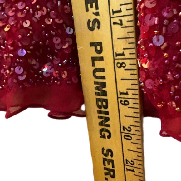 Papell botique evening red sequined top silk dressy formal xl - Picture 7 of 8